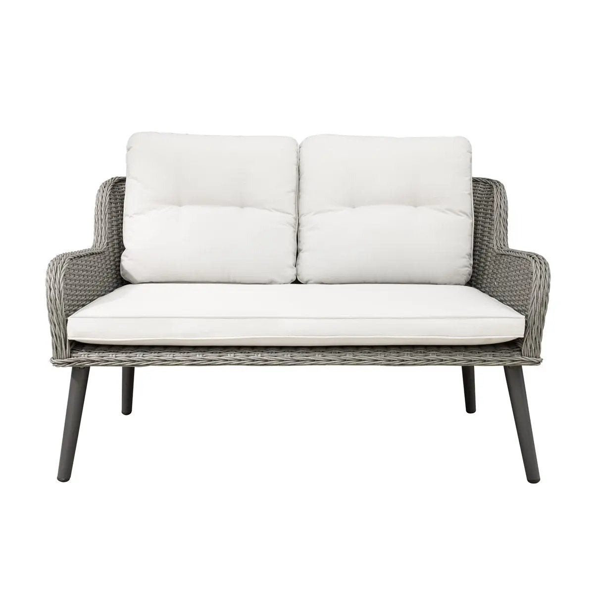 Dellonda DG80 Buxton Rattan Wicker Outdoor Lounge 2-Seater Sofa with Cushion Grey Dellonda