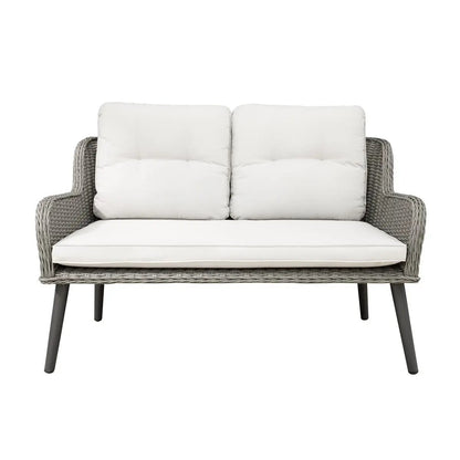 Dellonda DG80 Buxton Rattan Wicker Outdoor Lounge 2-Seater Sofa with Cushion Grey Dellonda