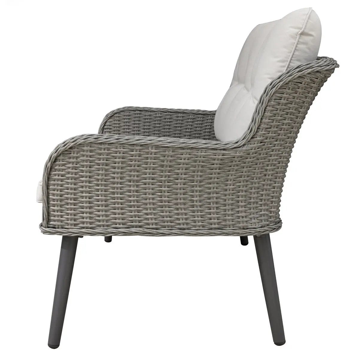 Dellonda DG80 Buxton Rattan Wicker Outdoor Lounge 2-Seater Sofa with Cushion Grey Dellonda