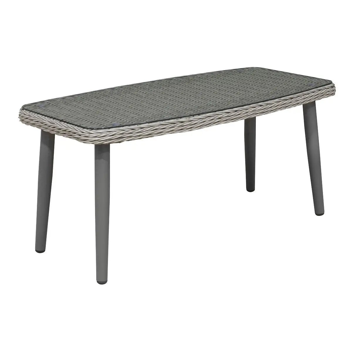 Dellonda DG81 Buxton Rattan Wicker Outdoor Coffee Table with Tempered Glass Top Grey Dellonda