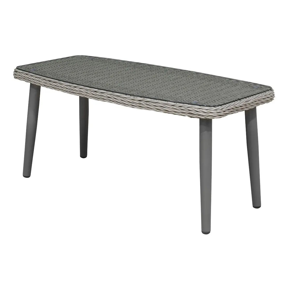 Dellonda DG81 Buxton Rattan Wicker Outdoor Coffee Table with Tempered Glass Top Grey Dellonda