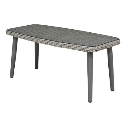 Dellonda DG81 Buxton Rattan Wicker Outdoor Coffee Table with Tempered Glass Top Grey Dellonda
