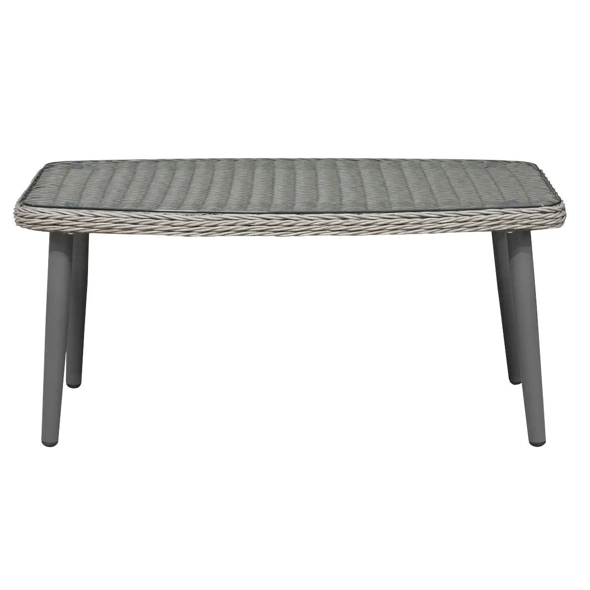 Dellonda DG81 Buxton Rattan Wicker Outdoor Coffee Table with Tempered Glass Top Grey Dellonda
