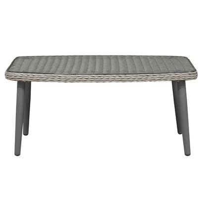 Dellonda DG81 Buxton Rattan Wicker Outdoor Coffee Table with Tempered Glass Top Grey Dellonda