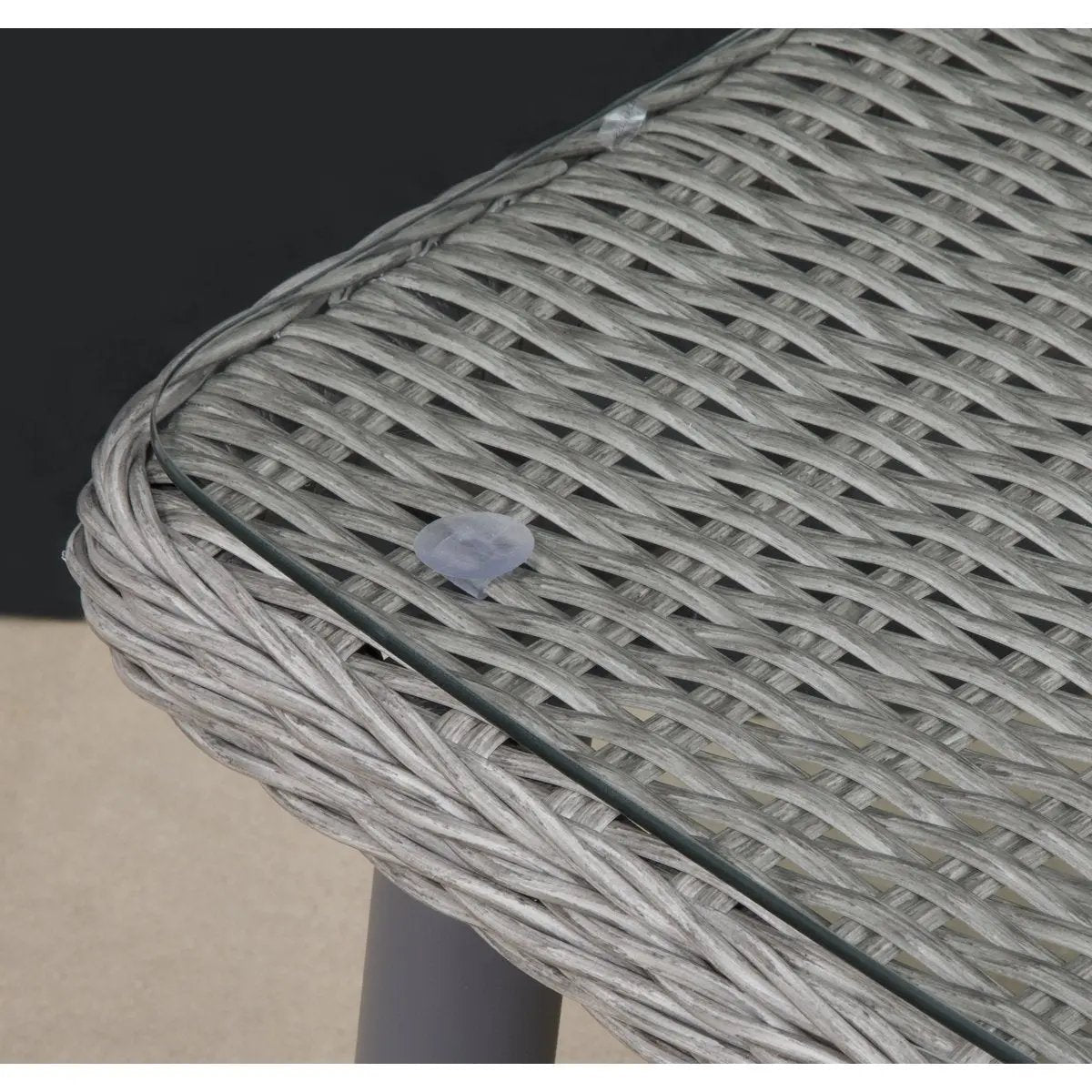 Dellonda DG81 Buxton Rattan Wicker Outdoor Coffee Table with Tempered Glass Top Grey Dellonda