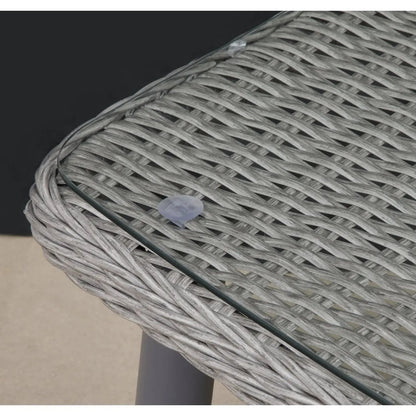 Dellonda DG81 Buxton Rattan Wicker Outdoor Coffee Table with Tempered Glass Top Grey Dellonda