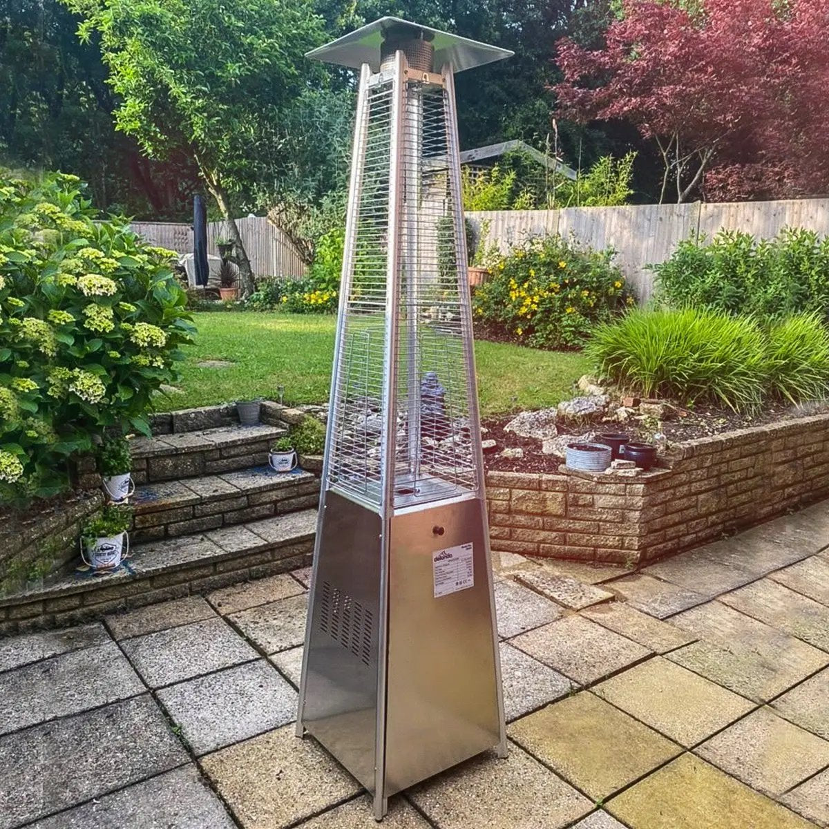 Dellonda DG99 13kW Pyramid Gas Patio Heater 13kW Commercial/Garden Use - Stainless Steel Dellonda