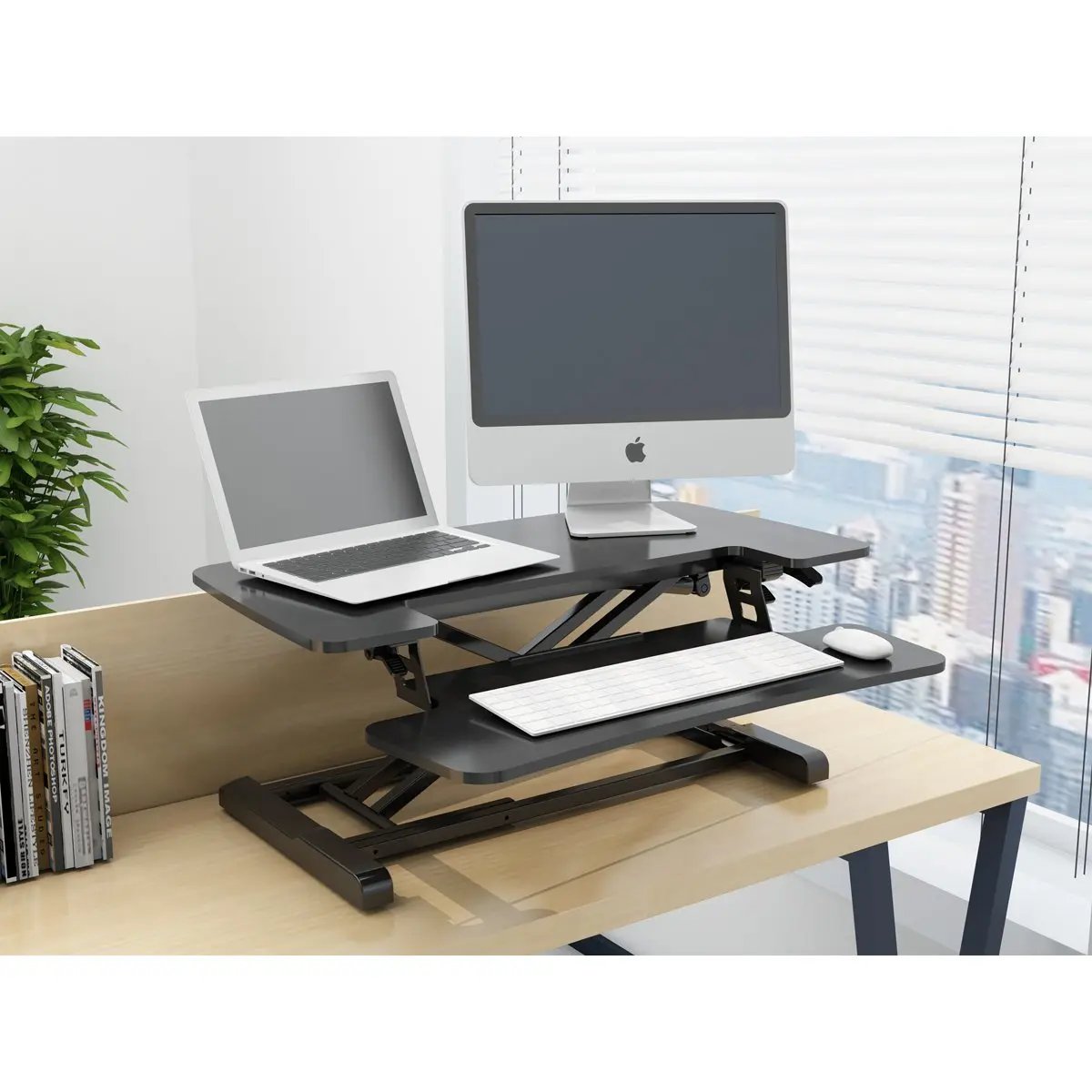 Dellonda DH14 71cm Height Adjustable Standing Desk Converter 50cm Max Height 15kg Capacity Dellonda