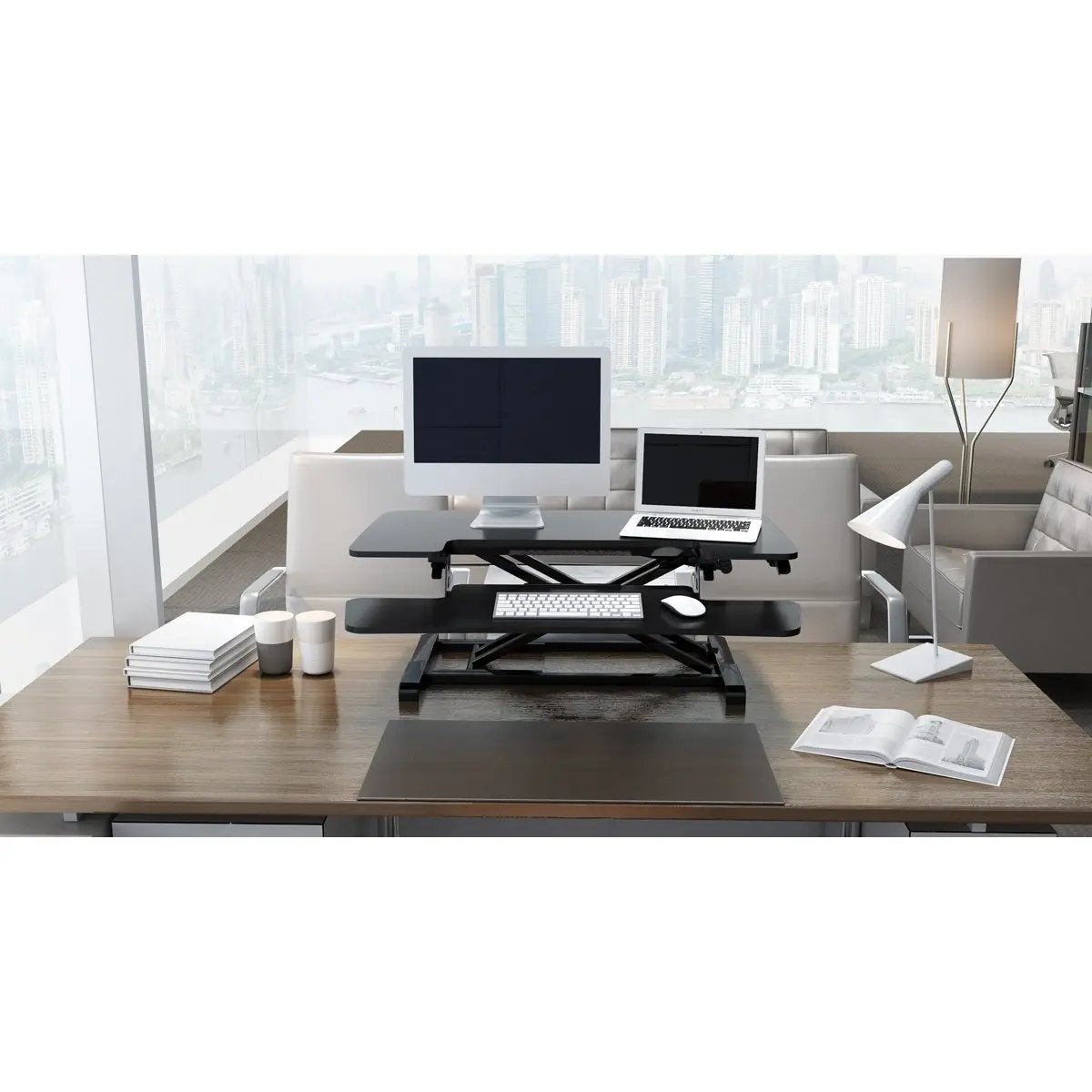 Dellonda DH15 89cm Height Adjustable Standing Desk Converter 50cm Max Height 15kg Capacity Dellonda