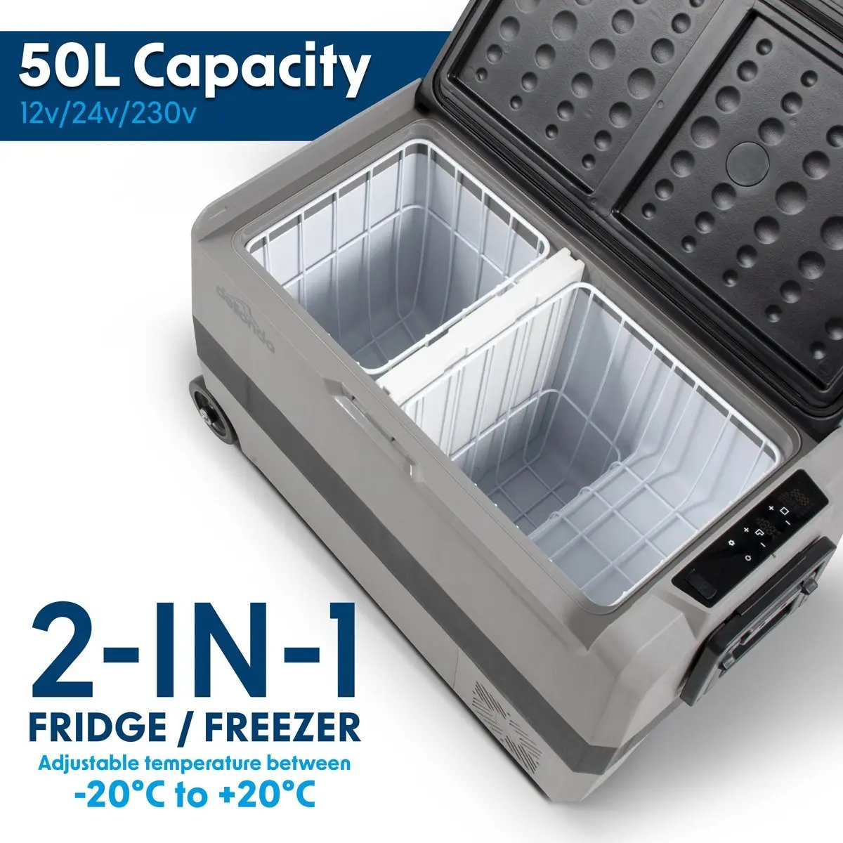 Dellonda DL14 50L Portable Dual Zone Compressor Car Camping Fridge/Freezer 12/24V Dellonda