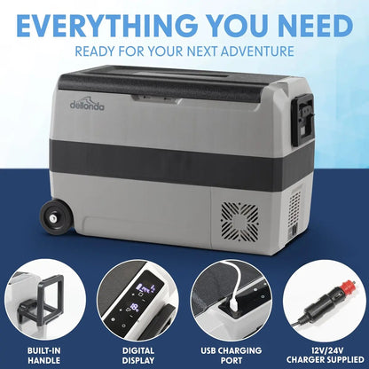 Dellonda DL14 50L Portable Dual Zone Compressor Car Camping Fridge/Freezer 12/24V Dellonda