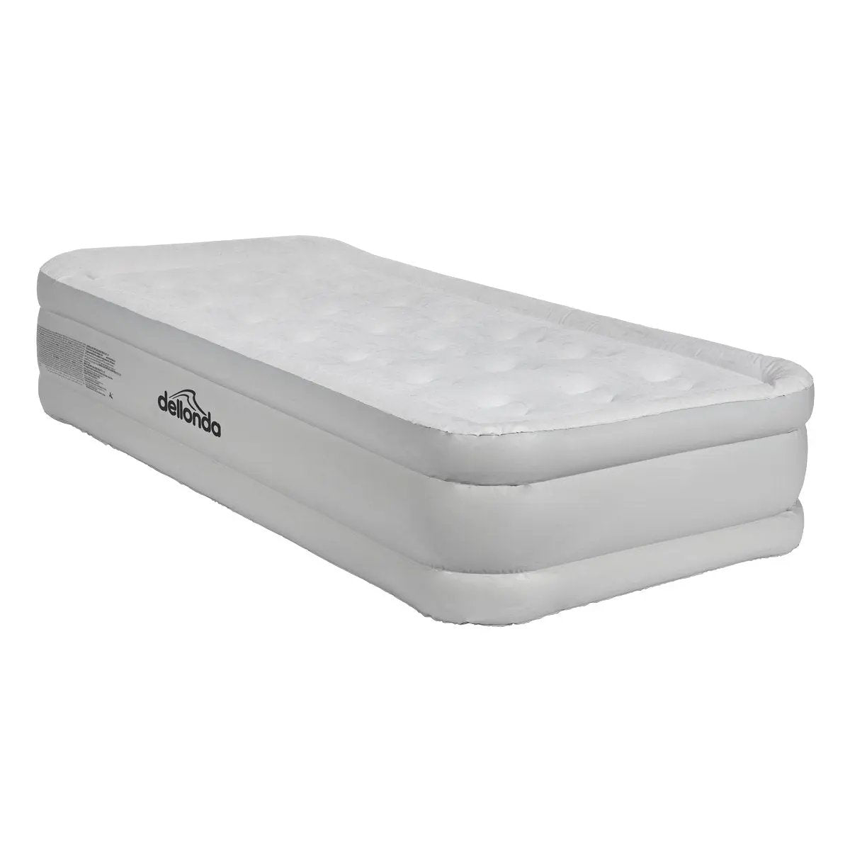 Dellonda DL144 Single Inflatable High Raised Flocked Air Bed with Removable 230V Rapid-Air Electric Pump Dellonda