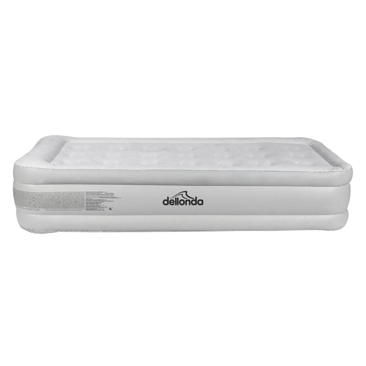 Dellonda DL144 Single Inflatable High Raised Flocked Air Bed with Removable 230V Rapid-Air Electric Pump Dellonda