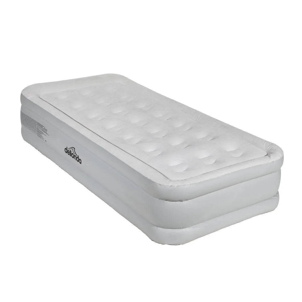 Dellonda DL144 Single Inflatable High Raised Flocked Air Bed with Removable 230V Rapid-Air Electric Pump Dellonda
