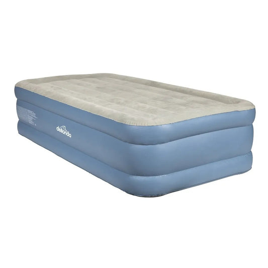 Dellonda DL146 Inflatable High Raised Flocked Air Bed with Built-In Electric Pump Single Dellonda