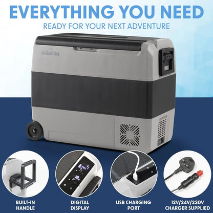 Dellonda DL15 60L Portable Dual Zone Compressor Car Camping Fridge/Freezer 12/24V Dellonda