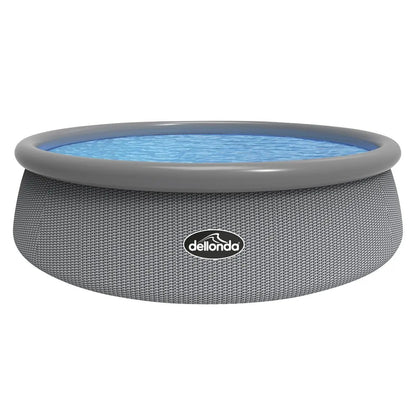 Dellonda DL18 15ft Round Garden Kids Paddling Swimming Pool & Pump Grey Rattan Dellonda