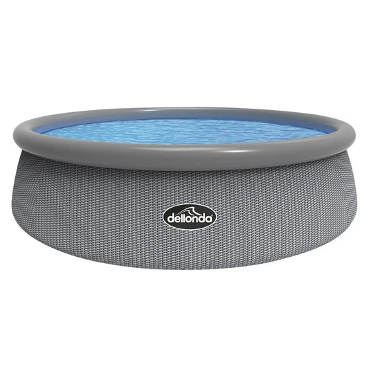 Dellonda DL18 15ft Round Garden Kids Paddling Swimming Pool & Pump Grey Rattan Dellonda