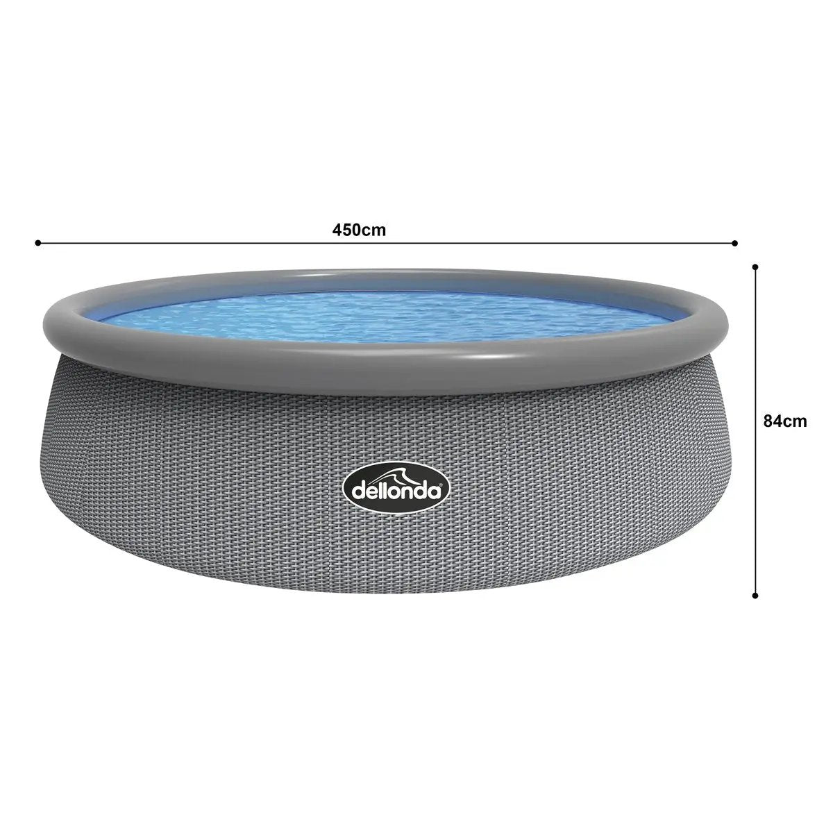 Dellonda DL18 15ft Round Garden Kids Paddling Swimming Pool & Pump Grey Rattan Dellonda