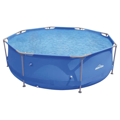 Dellonda DL19 10ft Steel Frame Swimming Pool Round with Filter Pump Blue Dellonda