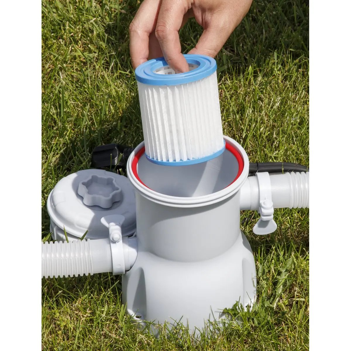 Dellonda DL19 10ft Steel Frame Swimming Pool Round with Filter Pump Blue Dellonda