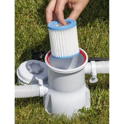 Dellonda DL19 10ft Steel Frame Swimming Pool Round with Filter Pump Blue Dellonda