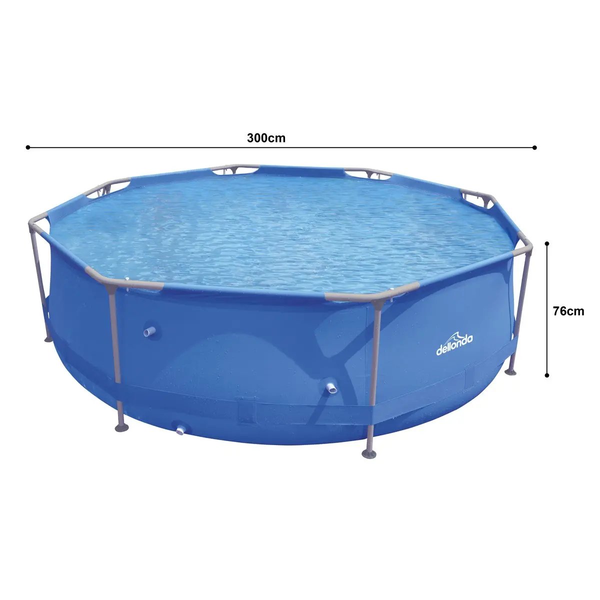Dellonda DL19 10ft Steel Frame Swimming Pool Round with Filter Pump Blue Dellonda