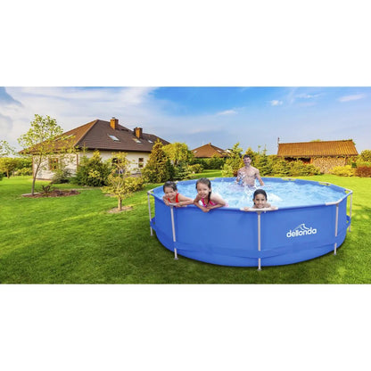 Dellonda DL20 12ft Steel Frame Swimming Pool Round with Filter Pump Blue Dellonda