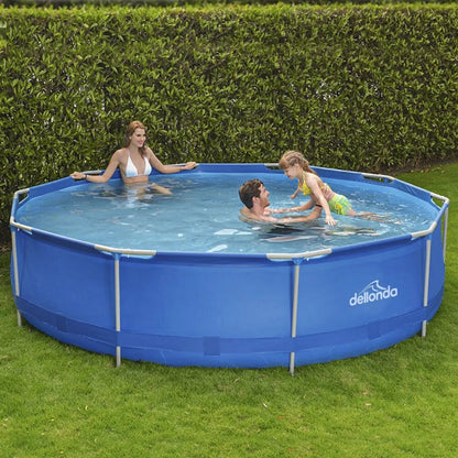 Dellonda DL20 12ft Steel Frame Swimming Pool Round with Filter Pump Blue Dellonda