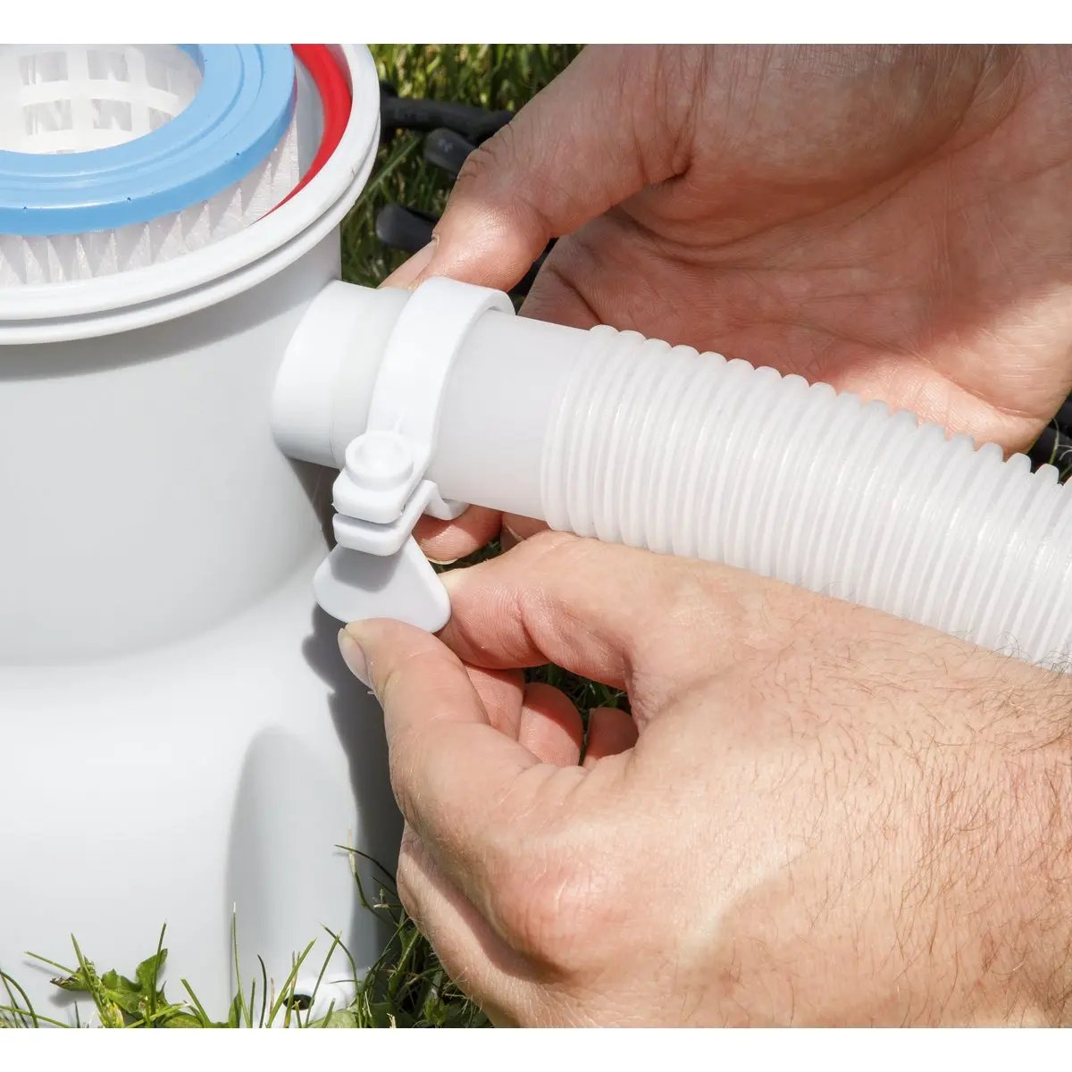 Dellonda DL20 12ft Steel Frame Swimming Pool Round with Filter Pump Blue Dellonda