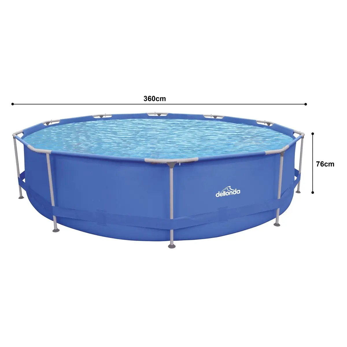 Dellonda DL20 12ft Steel Frame Swimming Pool Round with Filter Pump Blue Dellonda