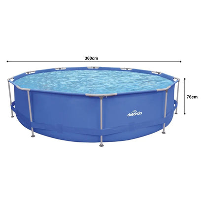 Dellonda DL20 12ft Steel Frame Swimming Pool Round with Filter Pump Blue Dellonda
