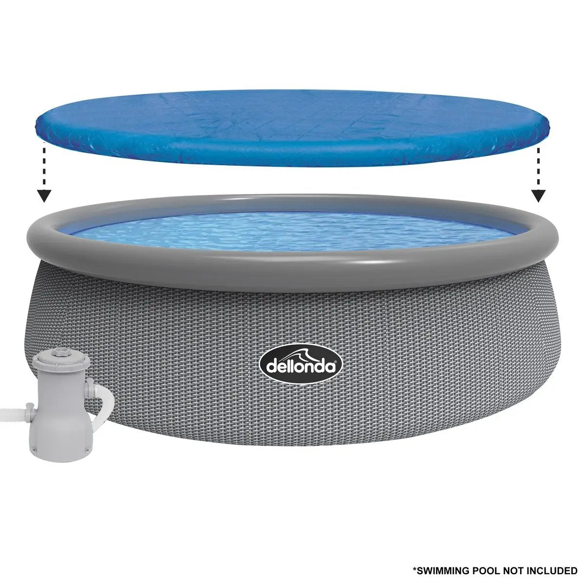Dellonda DL39 Swimming Pool Top Cover with Rope Ties for DL18 Dellonda