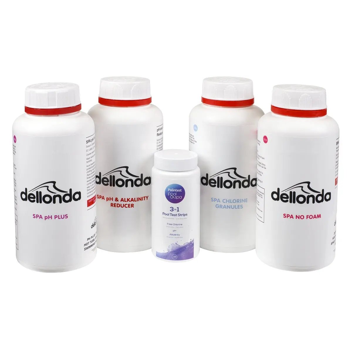 Dellonda DL62 Hot Tub Starter Kit - Chlorine pH Increaser Dry Acid Foam Down & Test Strips Dellonda