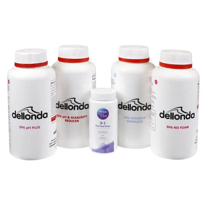 Dellonda DL62 Hot Tub Starter Kit - Chlorine pH Increaser Dry Acid Foam Down & Test Strips Dellonda