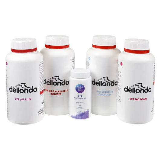 Dellonda DL62 Hot Tub Starter Kit - Chlorine pH Increaser Dry Acid Foam Down & Test Strips Dellonda