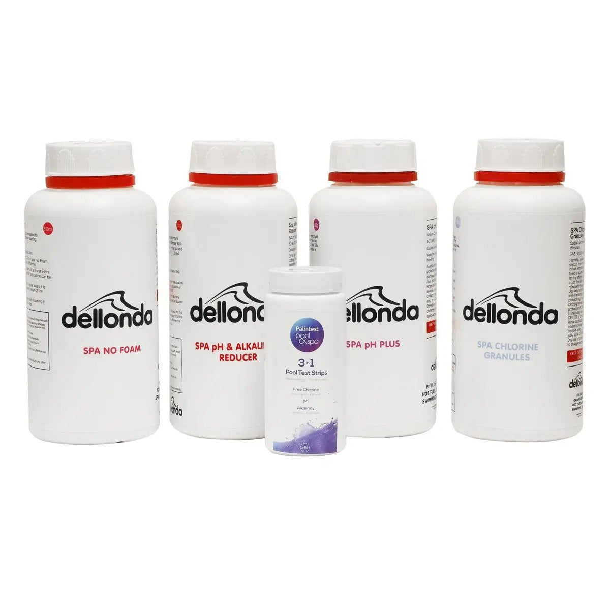 Dellonda DL62 Hot Tub Starter Kit - Chlorine pH Increaser Dry Acid Foam Down & Test Strips Dellonda