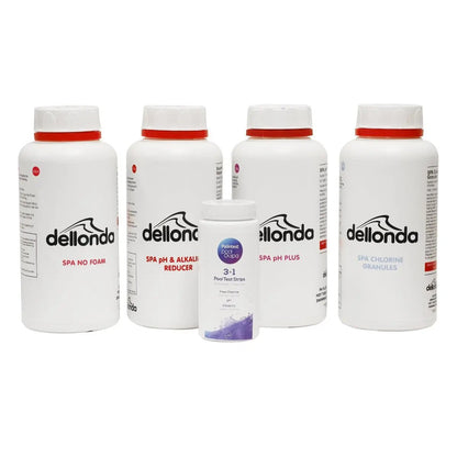 Dellonda DL62 Hot Tub Starter Kit - Chlorine pH Increaser Dry Acid Foam Down & Test Strips Dellonda