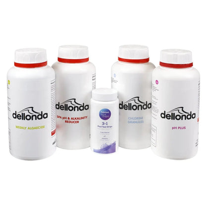 Dellonda DL63 Swimming Pool Starter Kit - Chlorine pH Increaser pH Reducer Algaecide and Test Strips Dellonda