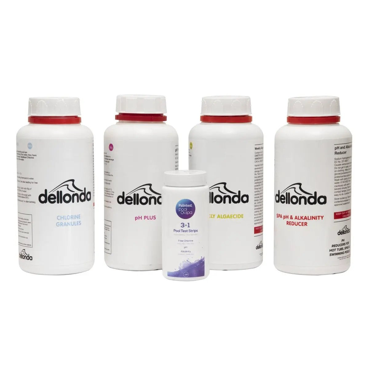 Dellonda DL63 Swimming Pool Starter Kit - Chlorine pH Increaser pH Reducer Algaecide and Test Strips Dellonda