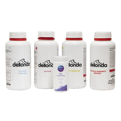 Dellonda DL63 Swimming Pool Starter Kit - Chlorine pH Increaser pH Reducer Algaecide and Test Strips Dellonda