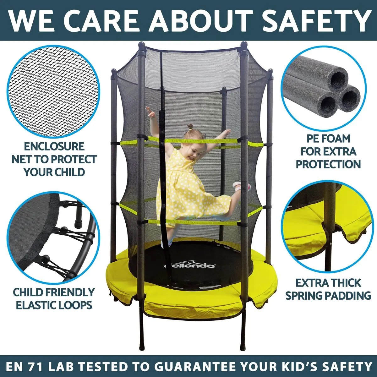 Dellonda DL65 55" Mini Trampoline with Safety Enclosure Net Dellonda