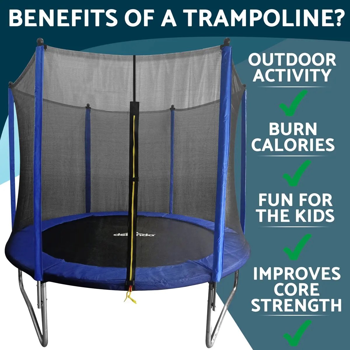 Dellonda DL67 8ft Heavy-Duty Outdoor Trampoline with Safety Enclosure Net Dellonda