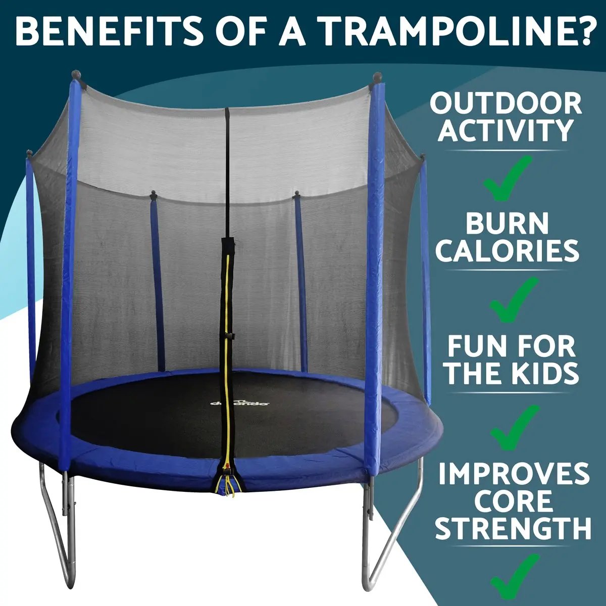 Dellonda DL68 10ft Heavy-Duty Outdoor Trampoline with Safety Enclosure Net Dellonda