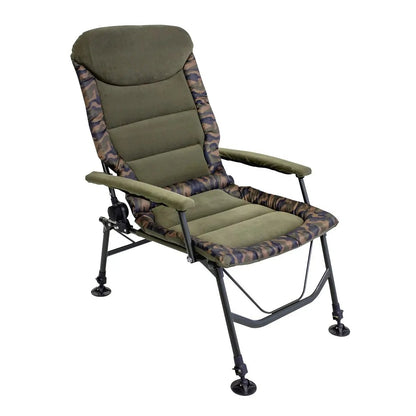 Dellonda DL73 Deluxe Portable Fishing/Camping Chair Reclining Padded Armrests and Back Adjustable Height Rotating Feet for Multiple Terrain Foldable Dellonda