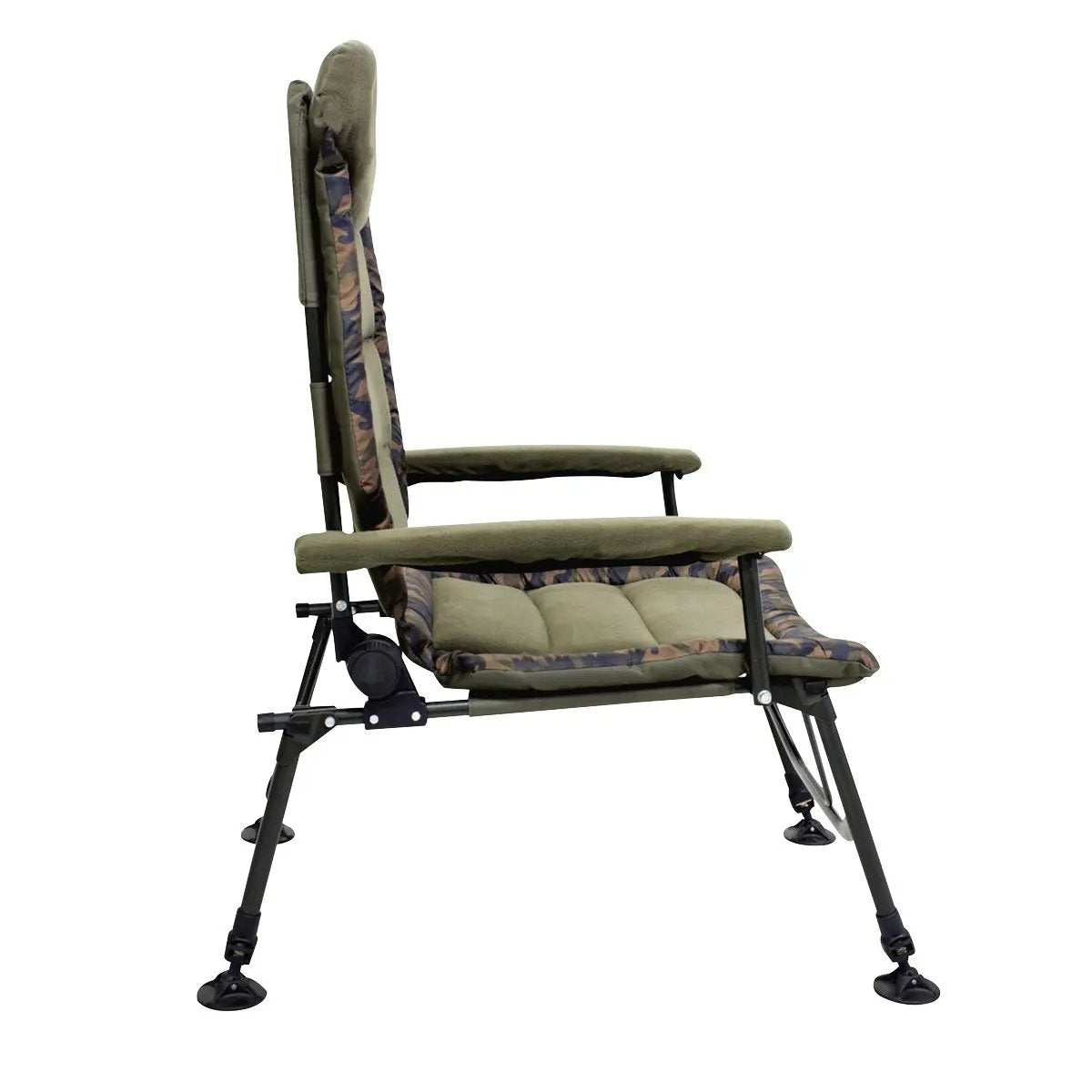 Dellonda DL73 Deluxe Portable Fishing/Camping Chair Reclining Padded Armrests and Back Adjustable Height Rotating Feet for Multiple Terrain Foldable Dellonda