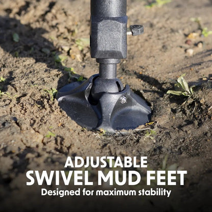 Dellonda DL77 Adjustable Bedchair for Fishing and Camping with Fleece Covered Mattress & Built-In Pillow Headrest 3 Legs & 6 Adjustable Levelling Feet Dellonda