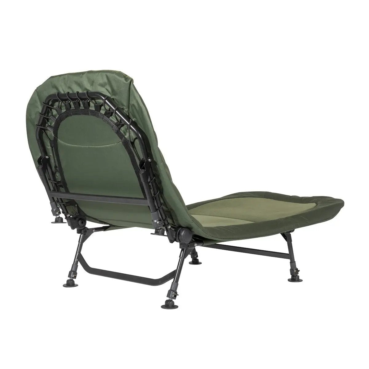 Dellonda DL77 Adjustable Bedchair for Fishing and Camping with Fleece Covered Mattress & Built-In Pillow Headrest 3 Legs & 6 Adjustable Levelling Feet Dellonda