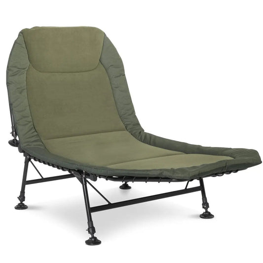 Dellonda DL78 Deluxe Wide Adjustable Fishing Bedchair Fleece Mattress & Built-In Pillow 3 Legs & 6 Adjustable Feet Dellonda