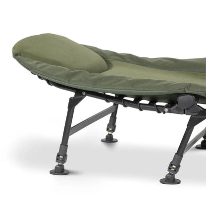 Dellonda DL78 Deluxe Wide Adjustable Fishing Bedchair Fleece Mattress & Built-In Pillow 3 Legs & 6 Adjustable Feet Dellonda